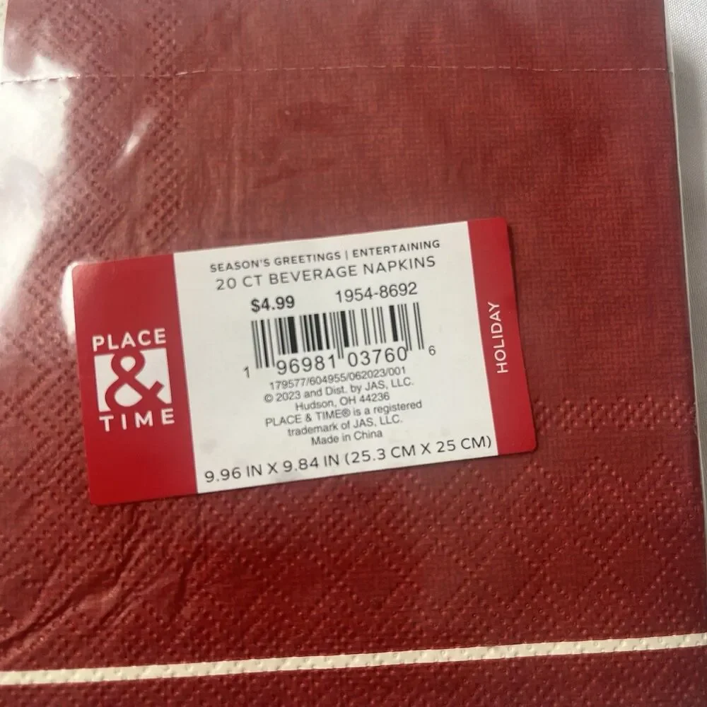 Christmas Paper Napkins Poinsettia Noel Lot of 3 New In Package Unique Party NEW